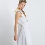 Women's A-line Asymmetrical Shoulder Strap Sarafan Dress with Yoke Eyelet