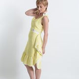 All Occasion Women's Tweed Dress with Asymmetric Ruffle & Decorative Tabs