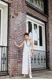 Women's Summer Cotton Wrap Empire Spaghetti Strap Maxi Dress with Pockets